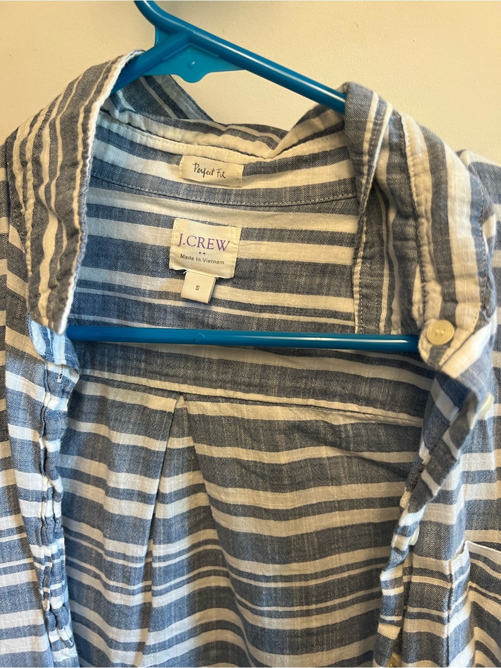 J. Crew Blue and White Striped Button-Down Shirt